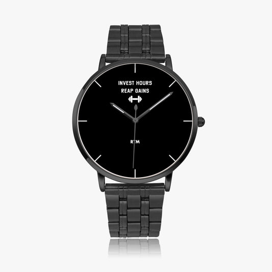 Invest Hours Reap Gains - Motivational Watch - Black/White